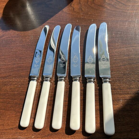 Atkinson Bros.Sheffield Dinner Knives 6 Piece ~ Stainless Steel ~ Faux Bone - Picture 1 of 6